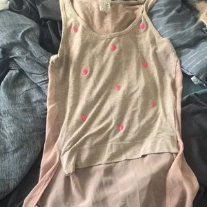 Womens long tank top mesh bottom